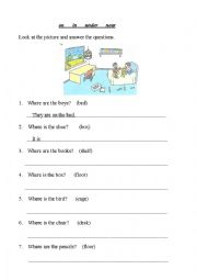 English Worksheet: on   in   under   near