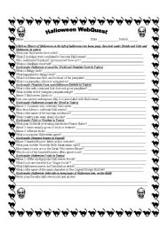 English Worksheet: halloween webquest