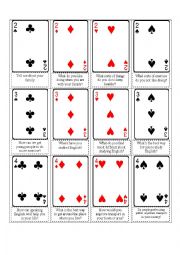 English Worksheet: PLAYING CARDS GAMES ADVANCED LEVEL