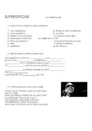 English Worksheet: Superstitious by Stevie Wonder