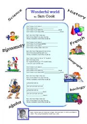 English Worksheet: SONG: School subjects - 