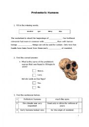 English Worksheet: Prehistoric humans
