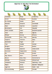 Adjectives to talk about the environment