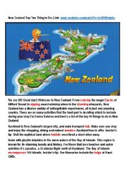 English Worksheet: New Zealand Top Ten Things to Do