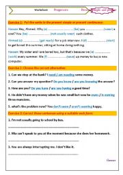 English Worksheet: present simple or present continuos 