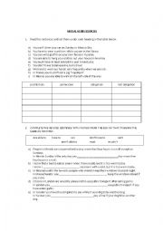 English Worksheet: Modal verbs exercises