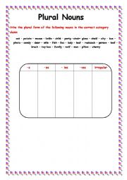 English Worksheet: Plural Nouns Practice