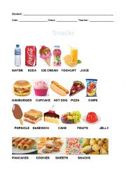 English Worksheet: Snacks