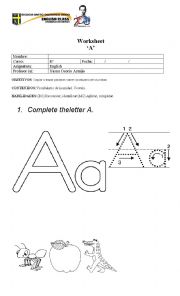 English Worksheet: Vowel A