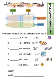 English Worksheet: demonstrative pronouns