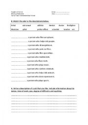 English Worksheet: job description