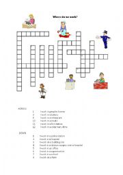 English Worksheet: Occupations crossword