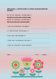 English Worksheet: Did/didnt.