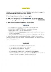 English Worksheet: Oral presentation on a short film