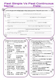 English Worksheet: Past Simple Vs Past Continuous TEST