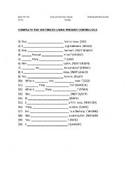 English Worksheet: PRESENT CONTINUOUS