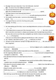 English Worksheet: halloween challenge for advanced students  - word formation  past modals mixed grammar