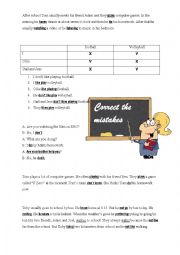 English Worksheet: Present Simple and Present Continuous - correct the mistakes