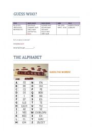 English Worksheet: GUIDE FOR GUESS WHO AND GUESS THE WORD