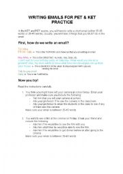 English Worksheet: Email Writing Practice (KET or PET)