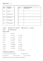 English Worksheet: Daily routines, questions and answers