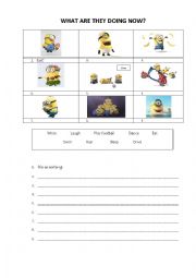 English Worksheet: minions present continuous