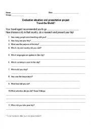 Travel the World oral presentation sheet