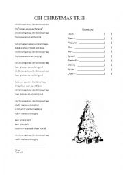 English Worksheet: Oh Christmas Tree