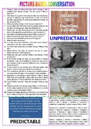 Picture-based conversation : topic 86 - unpredictable vs predictable.