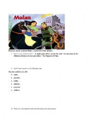 English Worksheet: Mulan movie based exercise