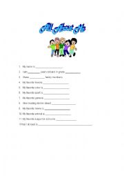 English Worksheet: All About Me