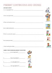 English Worksheet: Present continuous with chores
