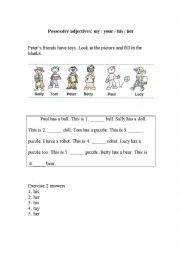 English Worksheet: Possessive adjectives: my / your / his / her