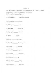 English Worksheet: Can, Has, or Is