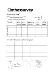 English Worksheet: Clothes survey