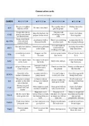English Worksheet: Advanced - Conversation Cards - proverbs and sayings