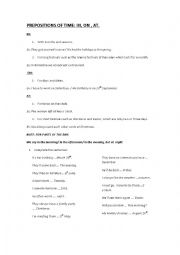 English Worksheet: prepositions of time