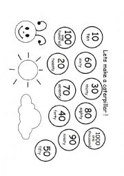 English Worksheet: Number Caterpillar