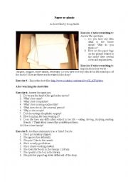English Worksheet: Paper or plastic video activity