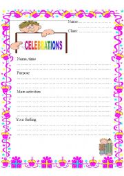 English Worksheet: Writing to describe a celebration.