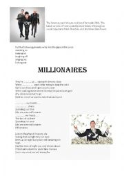 English Worksheet: Phrasal verb gap fill. Millionaires by The Script