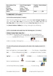 English Worksheet: mid term test n 1 7th form