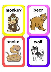 English Worksheet: jungle animals flascards