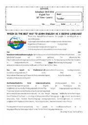 English Worksheet: Which is the best way to learn English as a second language?