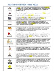 English Worksheet: Movi genres definitions -matching activity