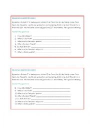 English Worksheet: Reading comprehension - school subjects, sports, countries, nationalities