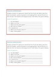 English Worksheet: Reading comprehension - school subjects, sports, countries, nationalities