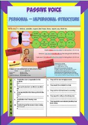 English Worksheet: Passive Voice Personal & Impersonal Structure