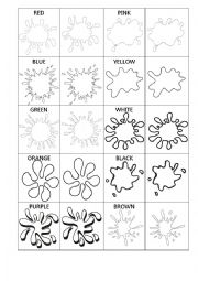 English Worksheet: Memory game: Colours