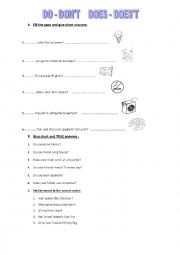 English Worksheet: Do - dont   does- doesnt